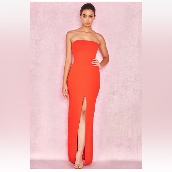 House of CB Dresses & Skirts - House of CB Elegant Strapless Front Slit Red Dress.size XS
